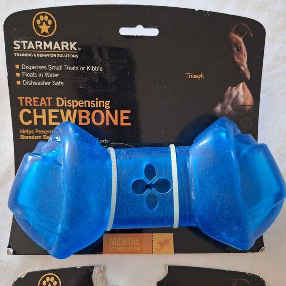 2 Starmark Treat Dispensing Chewbone For Dogs Lot Interactive Mental Stimulation - Picture 2 of 8